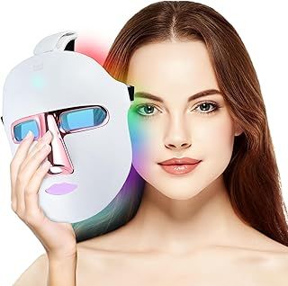 Red Light Therapy LED Face Light Therapy Mask Infrared Photon Light Therapy Facial Device for Skin Tightening Acne Treatment Anti-Aging Smooth Wrinkles Fine Lines Red & Blue Light