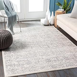Livabliss Palermo Vintage Rug - Area Rugs for Living Room 160x216 cm, Bedroom - Scandi Neutral Rugs, Traditional Patterned Boho Style, Natural Easy Care Pile - Large Rug, Ivory and Grey
