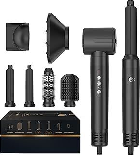 Magic Styler 7 in 1 Hair Styler, Magic Air Styler 110000 RPM with Curl Straighten, Volumise, Smooth and Hairdryer Brushes for Styling, Blow Dryer Brush, Hot Air Styler for All Hair Type/Length