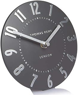 Thomas Kent Mulberry Design Mantel Clock in Graphite Silver - 6" London - Modern Minimalistic Round Wall Clock