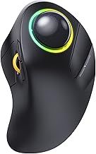 ProtoArc Wireless Trackball Mouse Bluetooth, EM03 Ergonomic RGB Finger-operated Rechargeable Computer Laptop Mouse, 3 Device Connection, Compatible with iPad, Mac, Windows, Black (DE-EM03(Black))