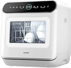 COMFEE' Mini Plus Dishwasher CDWMT305W-UK Compact Table Top Countertop Dishwasher with Built-in 6L Water Tank, Hygiene Wash, Auto Door Open Drying, Energy Class D - White