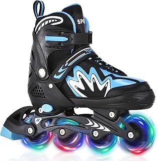 Roller Skates for Children Junior, 4 Sizes Inline Skates, Built In Adjuster, Luminous Wheels High-Top Shoes For Kids Gifts Indoor Outdoor