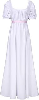 FRIUSATE Green Regency Dress, Renaissance Dress, Regency Dresses for Women Costume with Sash Empire Waist Ruffled Puff Sleeve Long Dress for Parties, Weddings and Gala