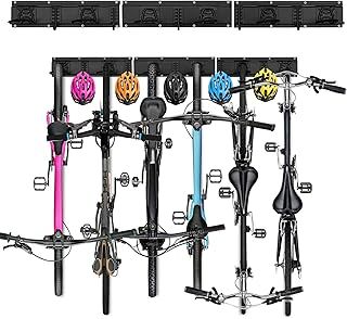 Bike Storage Rack Garage Wall Mount Hanger for Bicycles and Helmets, Heavy Duty Tools Storage Hooks Adjustable Home Space Saving