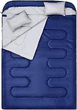 Double Sleeping Bag: Sportneer Sleeping Bag for Adults with Pillow, Two Person Sleeping Bag for All Season Camping Hiking Backpacking 2 Person Sleeping Bags for Cold Weather & Warm