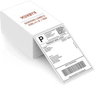 MUNBYN Thermal Labels 4x6 Fanfold for Label Printer, Compatible with Etsy, Shopify, Ebay, Amazon, Royal Mail, FedEx, UPS, Pack of 500