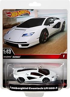 Hot Wheels Premium Lamborghini Countach LPI 800-4, 1:43rd Scale Vehicle, Officially Licensed Replicas for Adult Collectors, Real Riders Tires, Metal/Metal Body & Chassis, HMD49