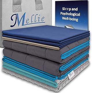 Luxury 8.2kg King Weighted Blanket Set, 2 Zippered Warming and Cooling Covers - Stress, Insomnia, Anxiety Relief Weight Blanket for Autism - 150 x 200cm (Grey/White | Navy/Cream | Silver/Teal)