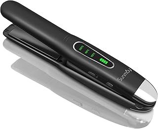 SUNMAY Voga 2 in 1 Cordless Hair Straighteners and Curler, Travel Wireless Portable USB Rechargeable Straightener, Mini Flat Iron Curling Wand with Ceramic Plate –3 Temperature Levels, 5000mAh Battery