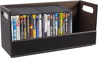 Stock Your Home Stackable DVD Storage Organizer & Movie Media Home Storage Box for DVD/BluRay/Video Game Shelf Storage & Organization - Holds 28 DVDs- Chocolate