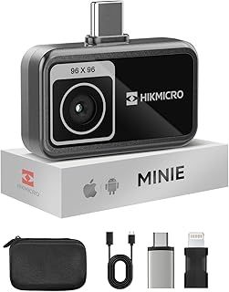 MiniE Thermal Camera Android/iOS, Thermal Imaging Camera with SuperIR Image Enhancement, 25Hz, No Battery, for Phone/Tablet, USB-C/Lightning Port (Adapter Included, support iPhone 15/16)