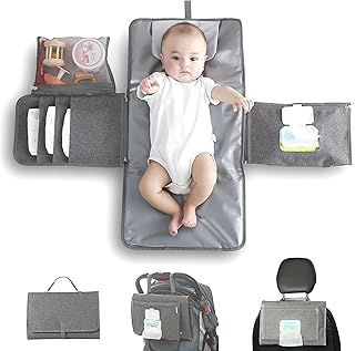 JanYoo Baby Portable Changing Pad with Wipes Pocket for Diaper Bag Wipeable Waterproof Newborn Travel Mat Shower Gifts