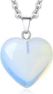 XIANNVXI Heart Necklaces for Women Rose Quartz Necklace Pink Necklace for Women Pink Gifts for Women Crystal Necklace Heart Pendant Ladies Necklace Pink Jewellery Love Gifts for Her