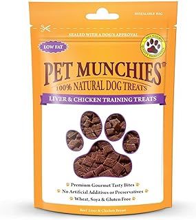 Pet Munchies Liver and Chicken Dog Training Treats, Grain Free Tasty Bites with Natural Real Meat, Low in Fat and High in Protein 50g (Pack of 8)