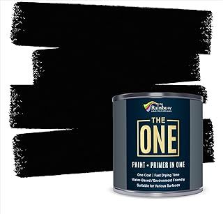 THE ONE Paint & Primer: Multi Surface Paint, Cabinet Paint, Front Door, Walls, Bathroom, Kitchen, Tile Paint Quick Drying Paint for Interior/Exterior (Black Satin Finish, 250ml.)