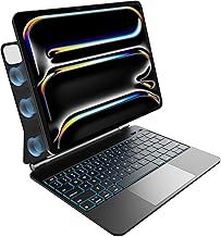 Keyboard Case for iPad Pro 2024 13 inch M4, Bluetooth Keyboard with Magnetic Stand, Trackpad, 7 Color Backlight Keyboard, Black