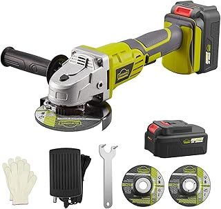 20V Cordless Angle Grinder, 4 ½", 8500 RPM w/ 3.0Ah Lithium-Ion Battery & Fast Charger, 2-Position Adjustable Auxiliary Handle, Electric Brake, 1Cutting Wheels, 1 Grinding Wheels