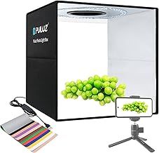 Photo Studio Light Box 16in/40cm PULUZ Portable Photography Light Box Foldable Shooting Tent Box Photo Light Box, With 3 Color Temperature Dimmable Ring LED Light,12 Colors Backdrops