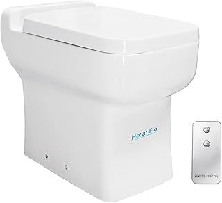 One-Piece Macerating Toilet for Small Space, 600watt Macerator Pump Built-in for Basement Toilet System