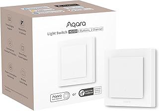 Aqara Smart Light Switch H2 EU (2-in-1 Neutral, 2 Gang 1 Channel), Thread/Zigbee Protocol, Wall Switch for Smart Home, Supports Apple Home, Alexa, Google Home and Home Assistant, Matter over Thread