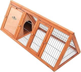 46" Wooden Triangle Rabbit Hutch – Outdoor Small Animal Shelter, Secure Design