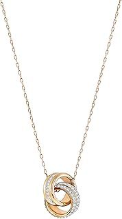 Swarovski Further pendant, Pavé, Interlocking loop, White, Rose-gold tone plated