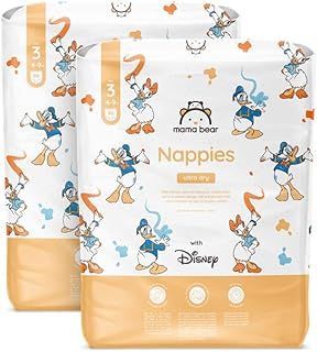 Amazon Brand - Mama Bear Disney Ultra Dry Nappies, Size 3 (4-9 kg), 172 Count (2 Packs of 86), White, Monthly Pack
