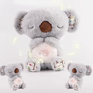 Relief Koala,30cm Anxiety Teddy with Music and Light,Breathing Teddy Bear for Anxiety,Breathing Teddy Otter Plush,breathing otter for Baby Boy Girl Gifts (Grey-1)