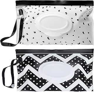 2 pcs Baby Wipes Dispenser Wet Wipes Bag for Babies, Wet Wipe Box, Reusable Wet Wipe Bag, Wet Wipes Container for On The Go, Home, Office (Two Colors)