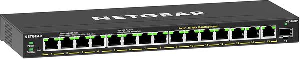 NETGEAR 16-Port PoE Gigabit Ethernet Plus Switch (GS316EPP) - Managed with 15 x PoE+ @ 231W, 1 x 1G SFP Port, Desktop/Wall mount