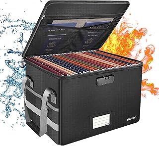 ENGPOW Fireproof Document Box,File Storage Box with Lock 39.5x34x25.5cm Collapsible File Organizer Filing Storage Box with Lid Portable Home Office Safe Box for Hanging Letter/Legal Folder (Only Box)