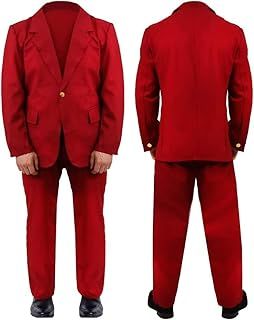 MENS LAUGHING MAN FANCY DRESS COSTUME - BURGUNDY SUIT MOVIE HALLOWEEN CLOWN COSTUME SUIT (LARGE)