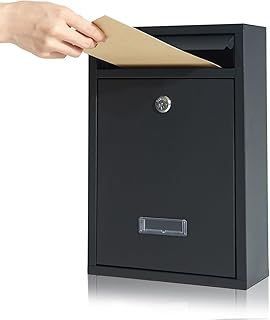 Post Boxes Wall Mounted Waterproof, Steel Mail Box with 2 Keys, Lockable Weatherproof Large Letter Lostal Boxes for Outside or Door,‎9 x 21.5 x 32 cm size