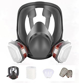 sykua Full Face Mask - Reusable Full Face Respirator with Filters for Spray Painting, Chemical, Sanding, Building Work, and Fine Gas Dust
