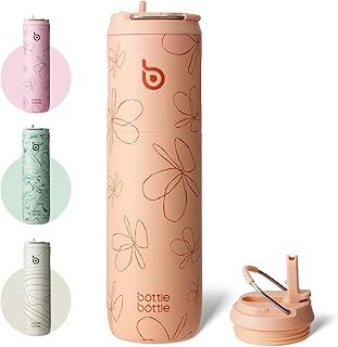 Bottle Bottle Insulated Water Bottle 700ml(24oz) with Straw and Lid Stainless Steel Sports Travel Gym Water Bottles Metal Drink Flask with Handle for Man and Women (Petal Passion)