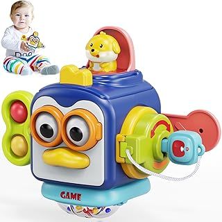 Baby Activity Cube, Toddler Toys for 1 2 Year Old Boys Gift Baby Stocking Fillers Sensory Montessori Baby Toy 12 18 Month Interactive Busy Board Cube Airplane Plane Travel Educational Learning