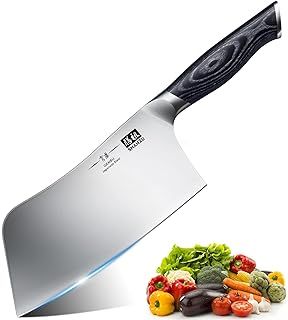 SHAN ZU Chef Knife,7 inch Sharp Meat Cleaver Knife Vegetable Chopper Professional Japanese High Carbon Stainless Steel Kitchen Chopping Knife with K133 Wood Handle