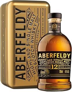 Aberfeldy 12 Year Old Single Malt Scotch Whisky Gold Bar Gift Tin, 40% vol., 70 cl / 700 ml, Premium Whisky Gift, Aged in Four Cask Types