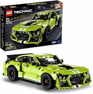 LEGO Technic Ford Mustang Shelby GT500 Set, Pull Back Drag Toy Race Car Model Building Kit, Gifts for Kids and Teens with AR App Play Feature 42138