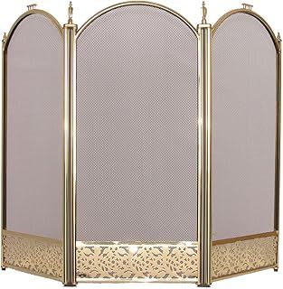 Ingleton Fire Screen/Spark Fire Guard, Metal, Brass