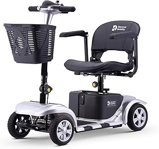 Discover Mobility Rider 4mph Portable Mobility Scooter with Splitting Function 12AH (Silver)