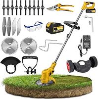 Cordless Grass Trimmer with Metal Blades – Includes 2 Li-Ion Batteries, 24V, Multi-Purpose Blades for Grass, Weeds, Tree Cutting & lawn edger – Lightweight, Adjustable, Powerful Garden Trimmer by ALAF