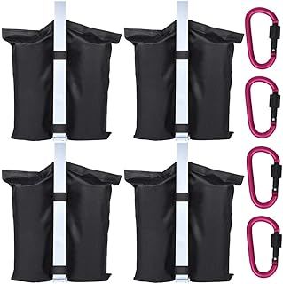 Feibmir 4 Gazebo Weights Bags and 4 Carabiners,Industrial Grade Heavy Duty Sand Bags with Buckle, Leg Weights For Pop up Canopy Tent and Sun Umbrella,Trampolines Weighted Feet SandBags