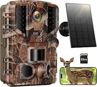 Solareye Wildlife Camera WiFi Bluetooth - 2.7K 48MP Solar Trail Camera With Night Vision Activated Waterproof IP66,5000mAh Built-in Lithium Battery Rechargeable for Garden Monitoring (UK)