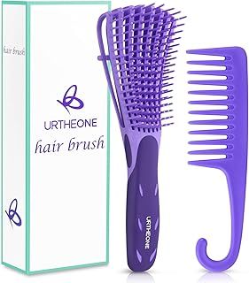 Hair Brush,Detangle Hair Brush, Detangler Brush for Women Men Adults Kids Afro American Type 3a-4c, Detangling Nylon Bristle Brush for Kinky Curly Coily Wavy Wet and Dry Hair,Purple