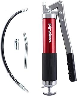 Pindex Grease Gun 8000 PSI Professional Pistol Grip with Flexible Hose Hand Lever Heavy Duty Manual Grease Gun Tool Fit 14oz Cartridge and Bulk for Heavy Equipment, Vehicles, & Machinery