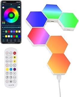 Hexagon Lights Gaming,6 Pack RGB Led Hex Light Panels,Hexagon Smart Wall Lights,DIY Geometry RGB Room Lights,LED Light Panels Gaming Lights for Wall Music Sync,for Room Bar Decor Gaming Setup Bedroom