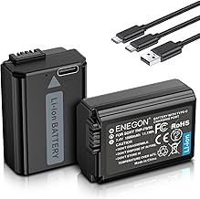 ENEGON NP-FW50 Type C Charging Port Battery(2 * 1500mAh) for Sony ZV-E10, A6000, A5100, A5000, A6300, A6500, A6400, Alpha 7,A7, A7II, A7R, A7RII, A7S, A7SII, RX10 NEX-3/5/7 Series Camera.