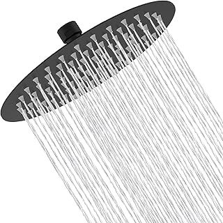 Rain Shower Head High Pressure,WOOPHEN 6 Inch 304 Stainless Steel Rainfall Showerhead, Resist Spot Fingerprint, Swivel Spray Angle, Voluptuous Shower Experience, Easy Installation, Matte Black